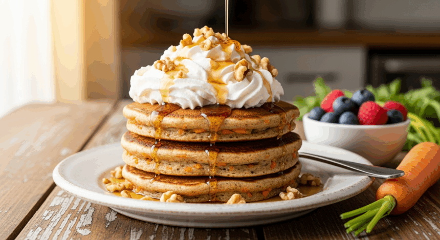 Carrot Cake Pancakes With Whipped Cream