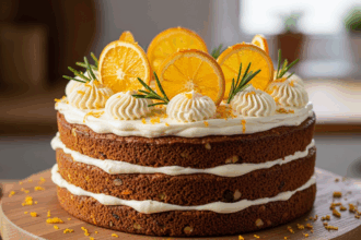 Carrot Cake With Orange Decorations