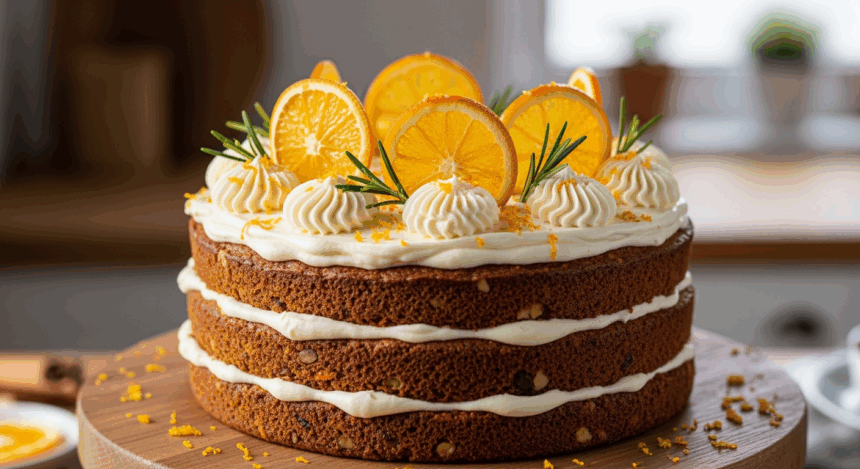 Carrot Cake With Orange Decorations