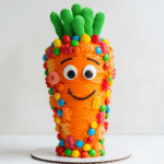 Carrot-Shaped Cake With Candy Decorations