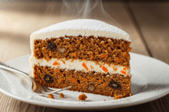 Carrot Cake Slice With Powdered Sugar
