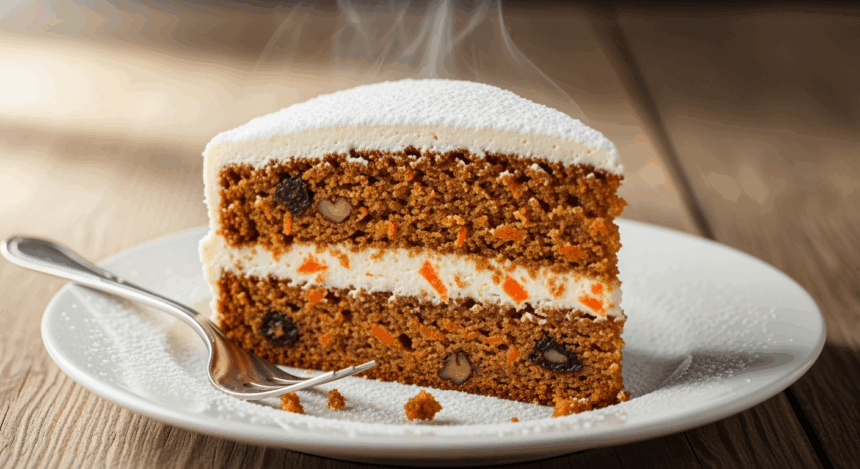 Carrot Cake Slice With Powdered Sugar