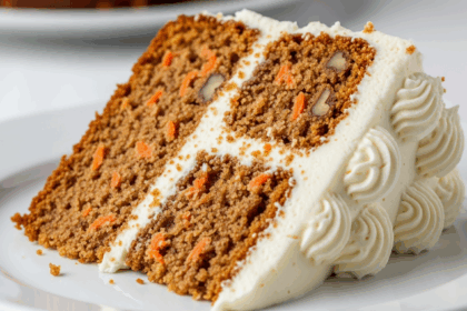 Carrot Cake With Frosting On Plate