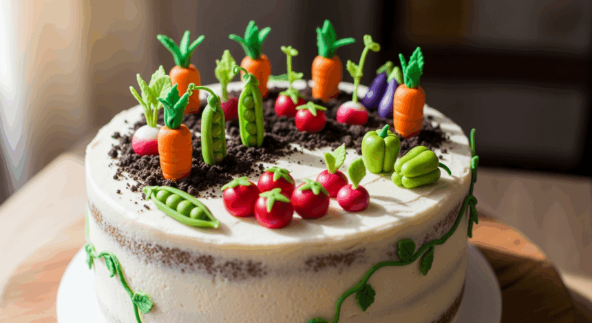 Carrot Cake With Vegetable Decorations
