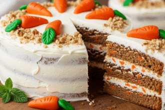 Carrot Cake With Icing And Carrots