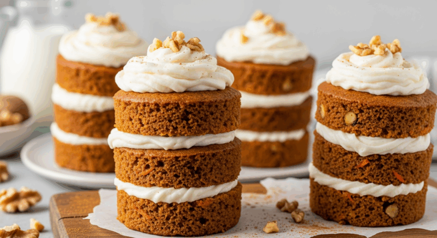 Carrot Cake Mini Stacks With Cream Cheese Frosting