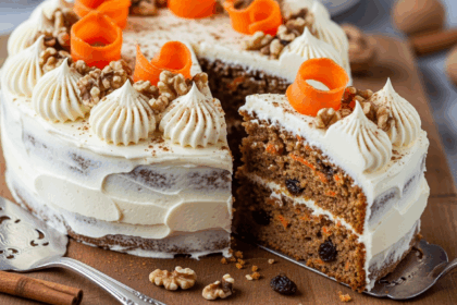 Carrot Cake With Frosting And Toppings