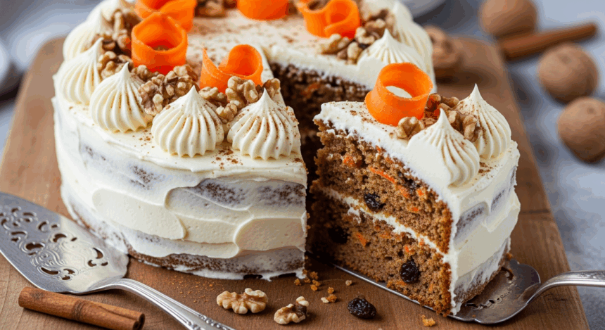 Carrot Cake With Frosting And Toppings