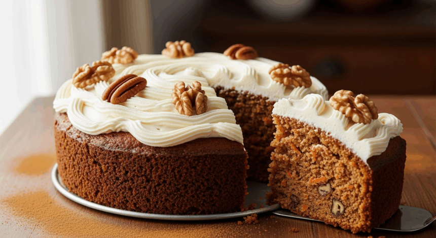 Carrot Cake With Nuts And Icing