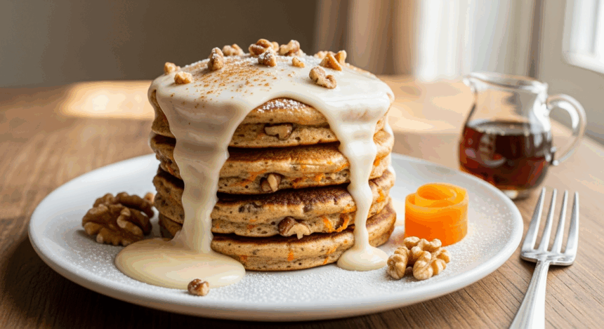 Carrot Cake Pancakes With Cream Cheese