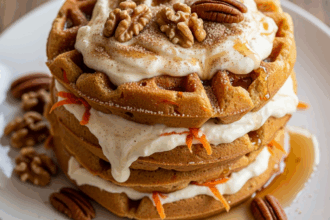 Carrot Cake Waffles With Cream Cheese