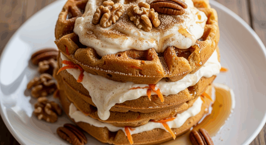 Carrot Cake Waffles With Cream Cheese