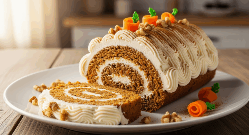 Carrot Cake Roll With Cream Cheese Frosting