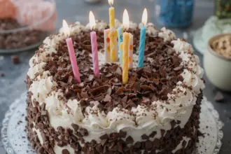 Birthday Cake With Chocolate Shavings