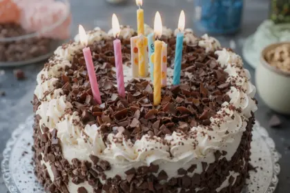 Birthday Cake With Chocolate Shavings