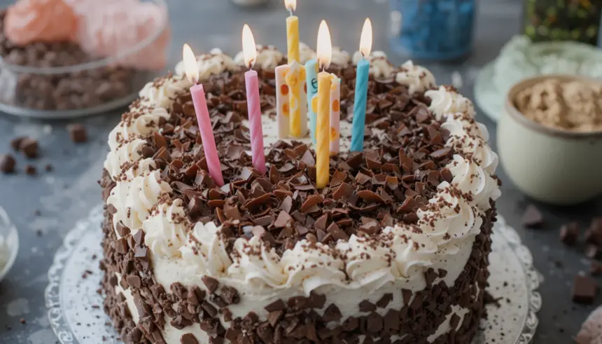 Birthday Cake With Chocolate Shavings
