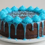Chocolate Birthday Cake With Blue Icing
