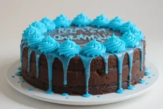 Chocolate Birthday Cake With Blue Icing