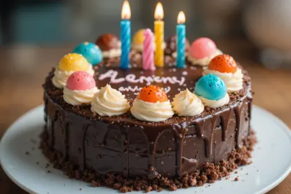 Chocolate Birthday Cake With Sweets On Top