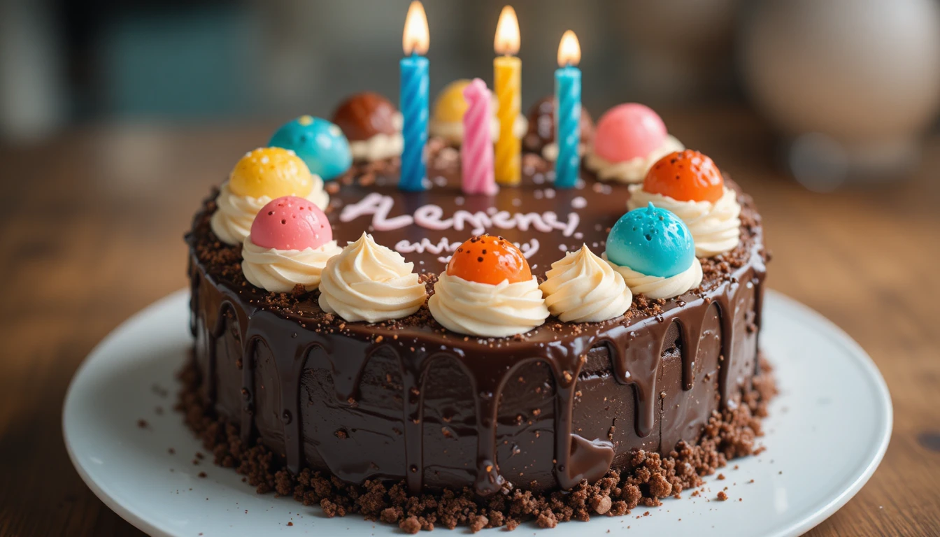 Chocolate Birthday Cake With Sweets On Top