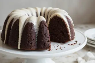 Chocolate Bundt Cake With White Frosting