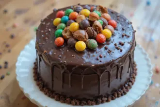 Chocolate Cake With Candy Bars On Top