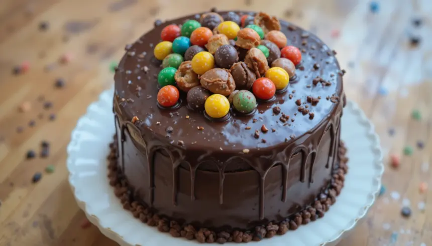 Chocolate Cake With Candy Bars On Top