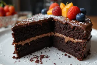 Chocolate Cake With Fruit Garnish