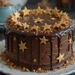 Chocolate Cake With Gold Stars
