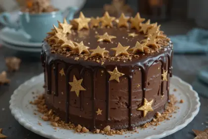 Chocolate Cake With Gold Stars