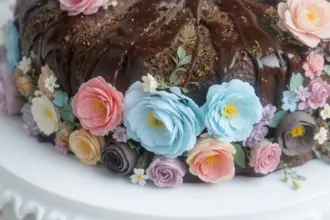 Chocolate Cake With Sugar Flowers
