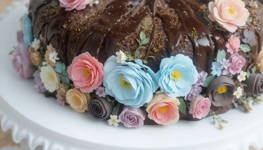 Chocolate Cake With Sugar Flowers