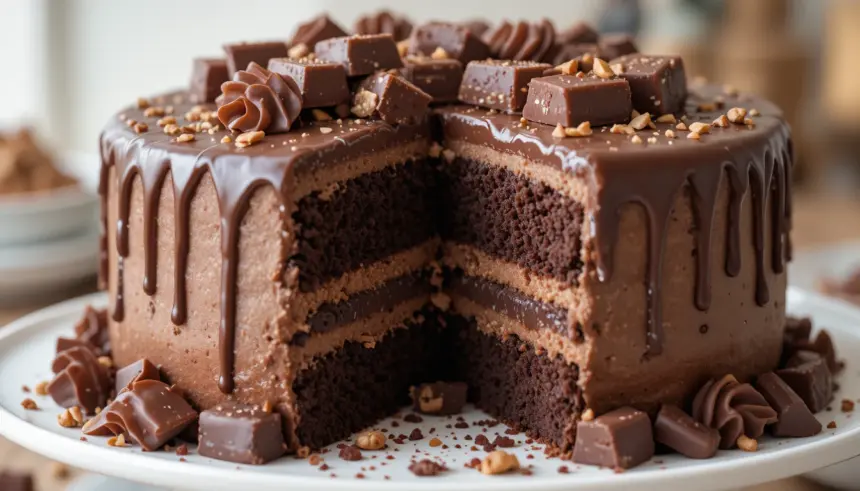 Chocolate Drip Cake With Chocolate Bars