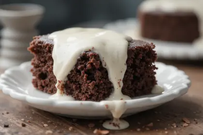 Chocolate Poke Cake With Pourable Frosting