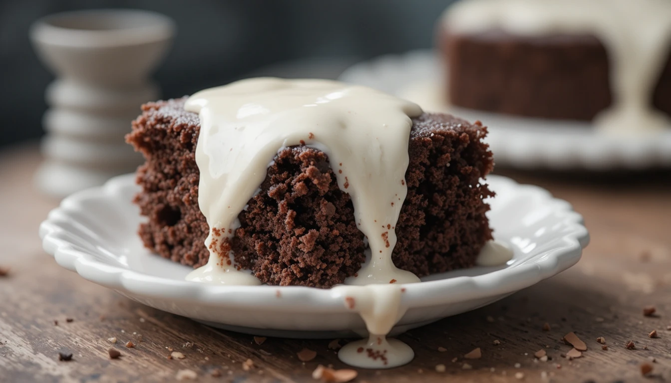 Chocolate Poke Cake With Pourable Frosting
