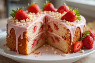 Strawberry Cake With White Chocolate Chips