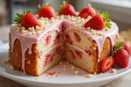 Strawberry Cake With White Chocolate Chips