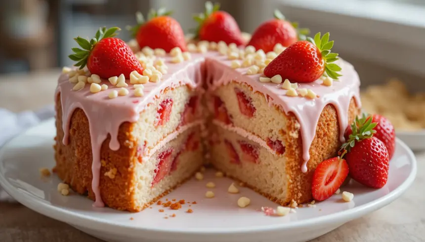 Strawberry Cake With White Chocolate Chips