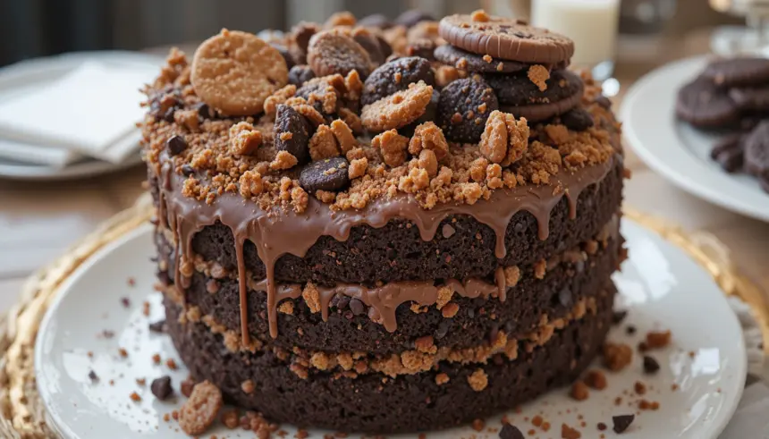 Triple Chocolate Layer Cake With Cookie Crunch