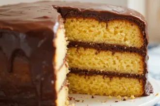 Yellow Cake With Chocolate Fudge Frosting