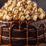 Chocolate Cake With Popcorn Topping