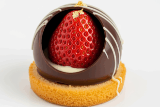 Chocolate-Dipped Strawberry With Cake