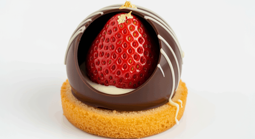 Chocolate-Dipped Strawberry With Cake