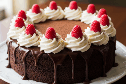 Chocolate Cake With Whipped Cream Border