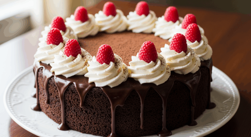 Chocolate Cake With Whipped Cream Border