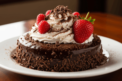 Chocolate Cake With Whipped Cream And Toppings