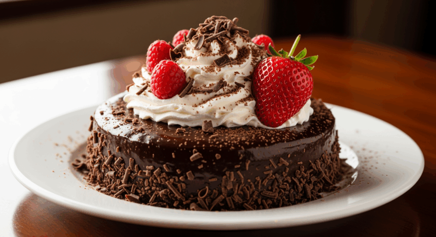 Chocolate Cake With Whipped Cream And Toppings