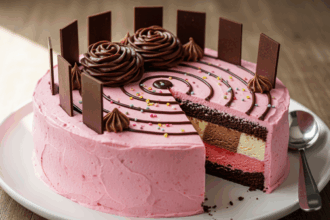 Ice Cream Cake With Chocolate Decorations