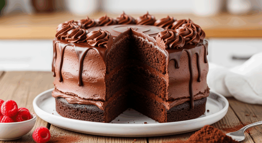 Eggless Chocolate Cake With Chocolate Frosting