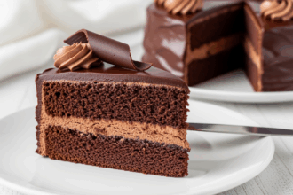 Slice Of Cake With Chocolate Frosting